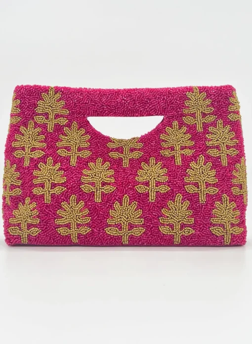 Oliphant Beaded Handbag- Fern Hot Pink