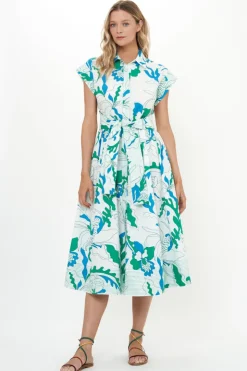 Oliphant Belted Shirt Dress- Orchid Green