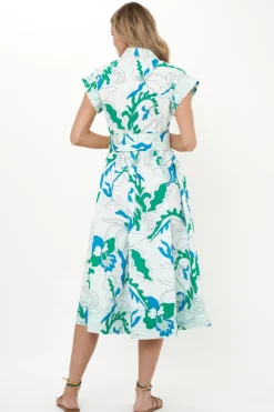 Oliphant Belted Shirt Dress- Orchid Green