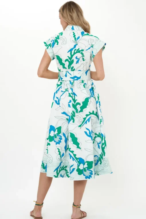 Oliphant Belted Shirt Dress- Orchid Green