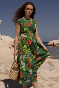 Oliphant Cap Sleeve Midi- Sutton Green