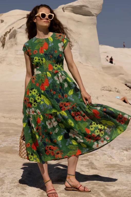 Oliphant Cap Sleeve Midi- Sutton Green