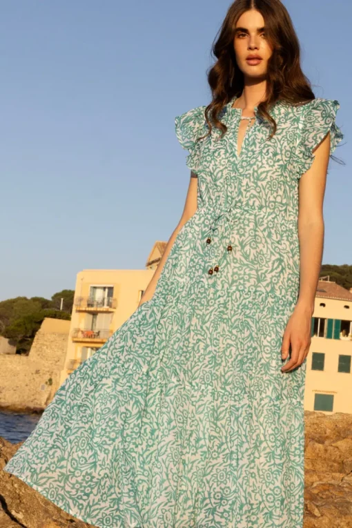 Oliphant Cinched Flirty Midi- Cypress Jade