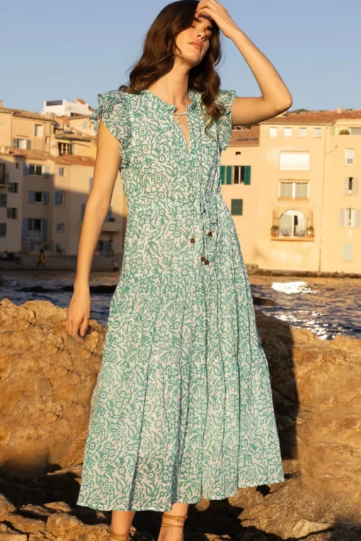 Oliphant Cinched Flirty Midi- Cypress Jade