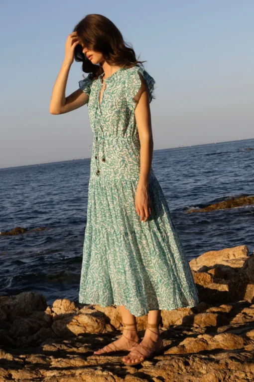 Oliphant Cinched Flirty Midi- Cypress Jade