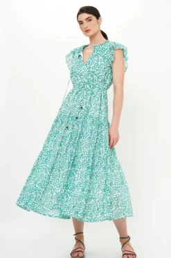Oliphant Cinched Flirty Midi- Cypress Jade