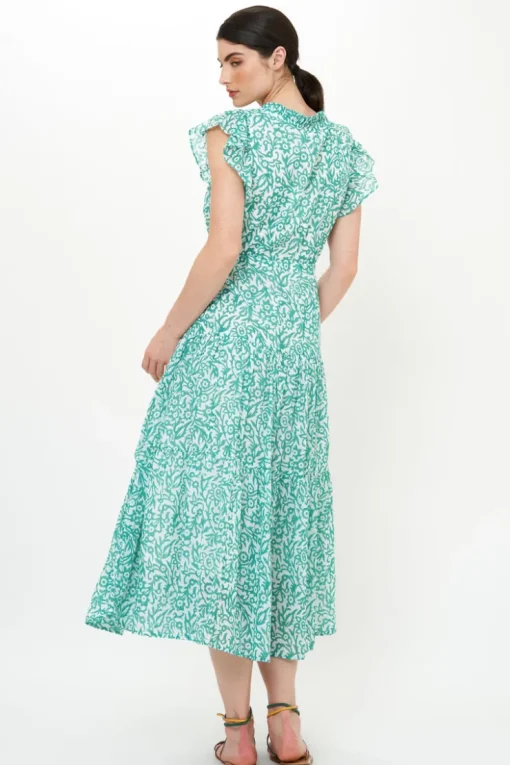 Oliphant Cinched Flirty Midi- Cypress Jade
