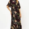 Oliphant Flirty Mock Neck Maxi- Turin Wine