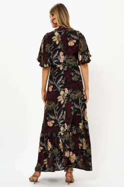 Oliphant Flirty Mock Neck Maxi- Turin Wine