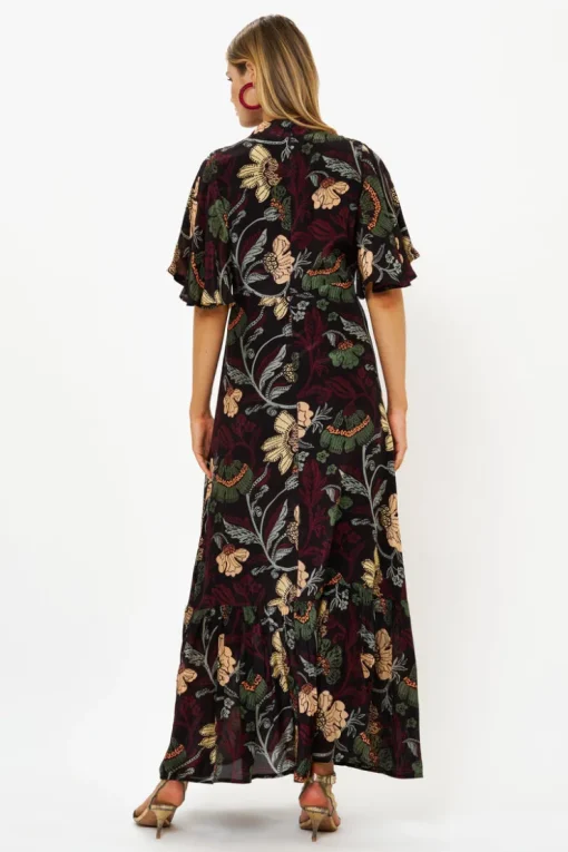Oliphant Flirty Mock Neck Maxi- Turin Wine