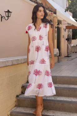 Oliphant Kaftan Midi- Canary Coral