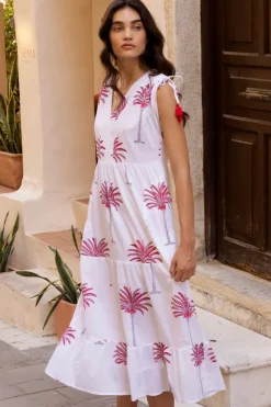 Oliphant Kaftan Midi- Canary Coral