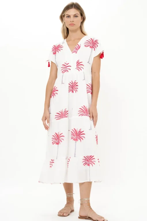 Oliphant Kaftan Midi- Canary Coral