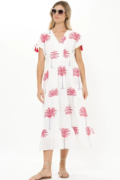 Oliphant Kaftan Midi- Canary Coral