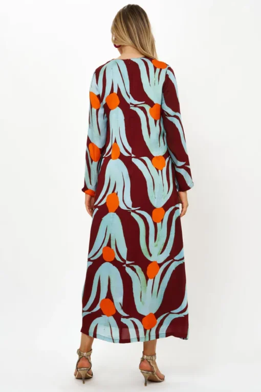 Oliphant Long Sleeve Shift Maxi- Tulip Orange