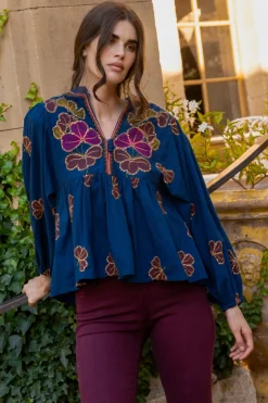 Oliphant Mandarin Balloon Top- Almay Blue