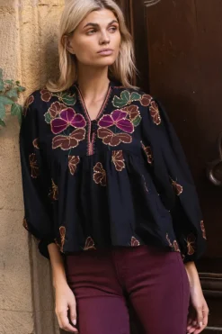 Oliphant Mandarin Balloon Top- Almay Black