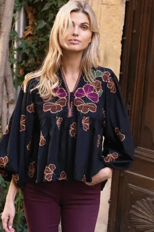 Oliphant Mandarin Balloon Top- Almay Black