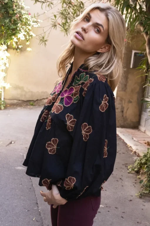 Oliphant Mandarin Balloon Top- Almay Black