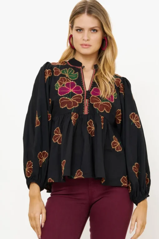 Oliphant Mandarin Balloon Top- Almay Black