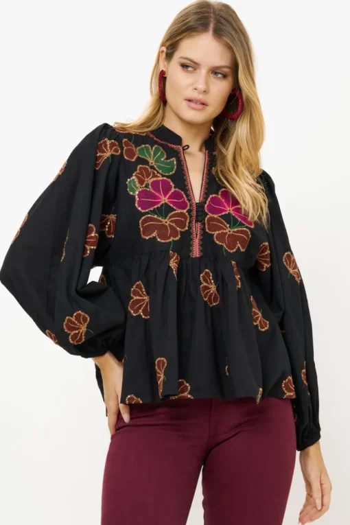 Oliphant Mandarin Balloon Top- Almay Black