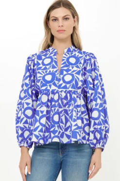Oliphant Mandarin Balloon Top- Eclipse Blue