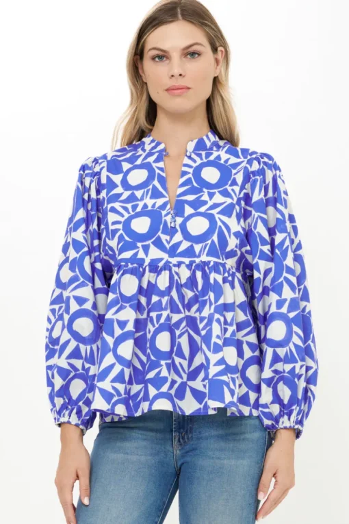 Oliphant Mandarin Balloon Top- Eclipse Blue