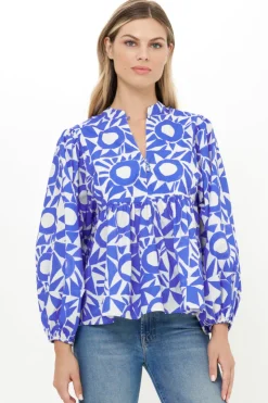 Oliphant Mandarin Balloon Top- Eclipse Blue