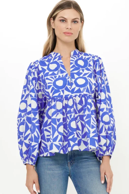 Oliphant Mandarin Balloon Top- Eclipse Blue