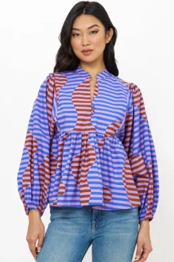 Oliphant Mandarin Balloon Top- Haring Peri