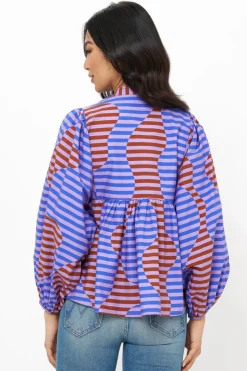 Oliphant Mandarin Balloon Top- Haring Peri