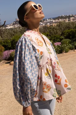 Oliphant Mandarin Balloon Top- Provence Blue