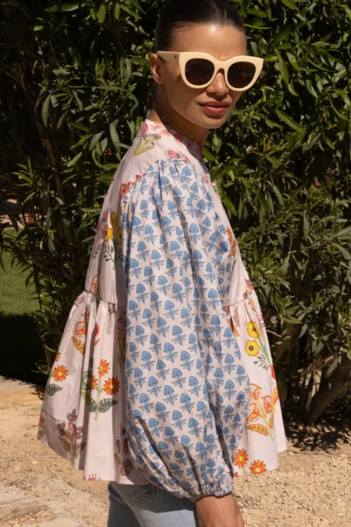 Oliphant Mandarin Balloon Top- Provence Blue