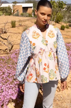 Oliphant Mandarin Balloon Top- Provence Blue