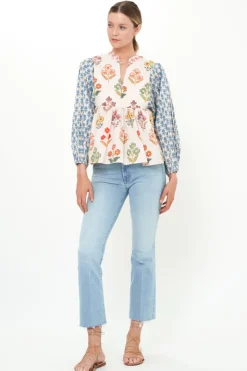 Oliphant Mandarin Balloon Top- Provence Blue