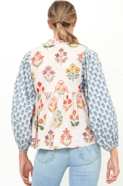 Oliphant Mandarin Balloon Top- Provence Blue