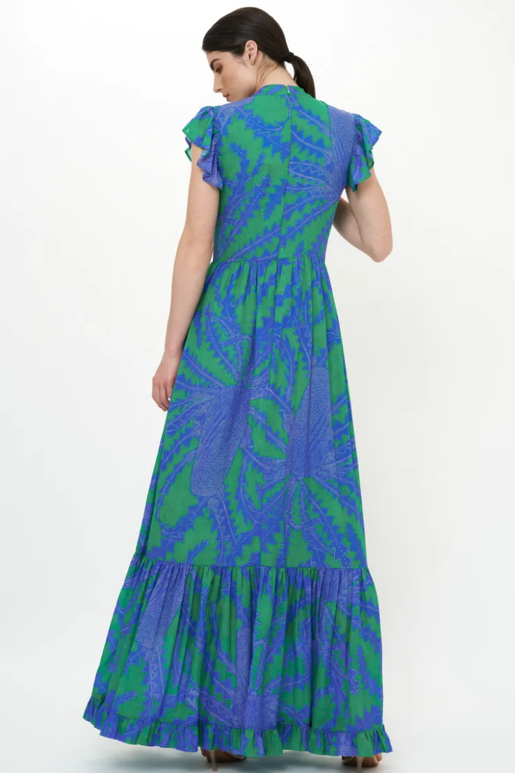 Oliphant Mock Neck Flutter Maxi- Thistle Green - Oliphant Dresses Oliphant Mock Neck Flutter Maxi- Thistle Green - Oliphant Dresses