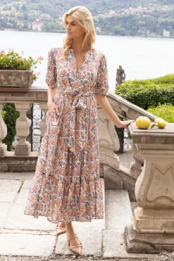 Oliphant Puff Sleeve Maxi- Montenegro Coral
