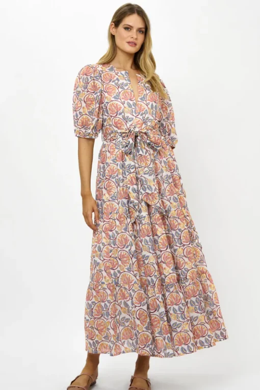 Oliphant Puff Sleeve Maxi- Montenegro Coral