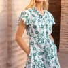 Oliphant Ruffle Collar Button Mini- Toscana Green
