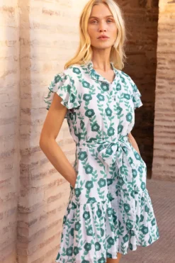 Oliphant Ruffle Collar Button Mini- Toscana Green