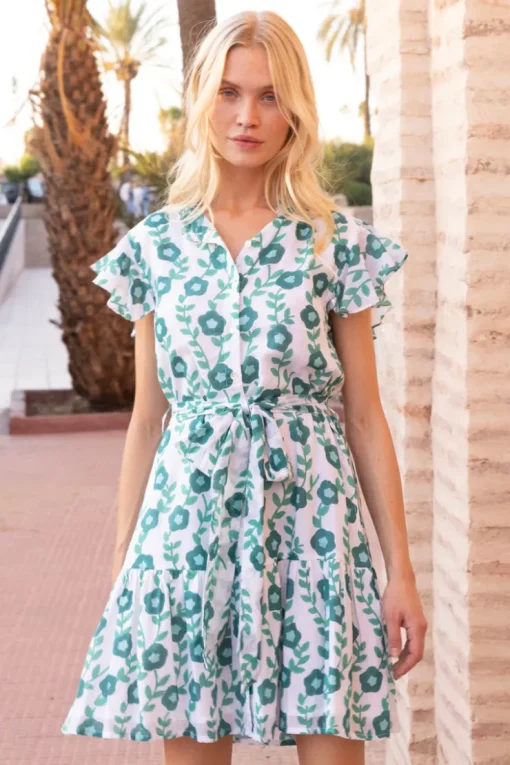 Oliphant Ruffle Collar Button Mini- Toscana Green