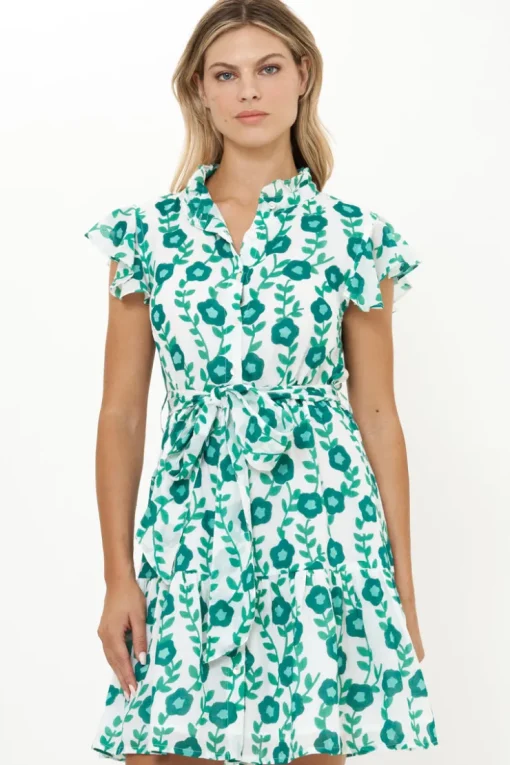 Oliphant Ruffle Collar Button Mini- Toscana Green