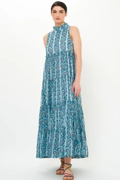 Oliphant Ruffle Tiered Maxi- Goa Blue