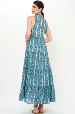 Oliphant Ruffle Tiered Maxi- Goa Blue