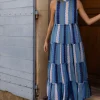 Oliphant Ruffle Tiered Maxi- Meko Blue