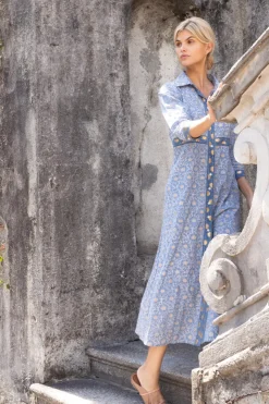 Oliphant Shirt Dress Maxi- Budapest Blue