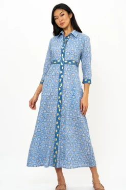 Oliphant Shirt Dress Maxi- Budapest Blue