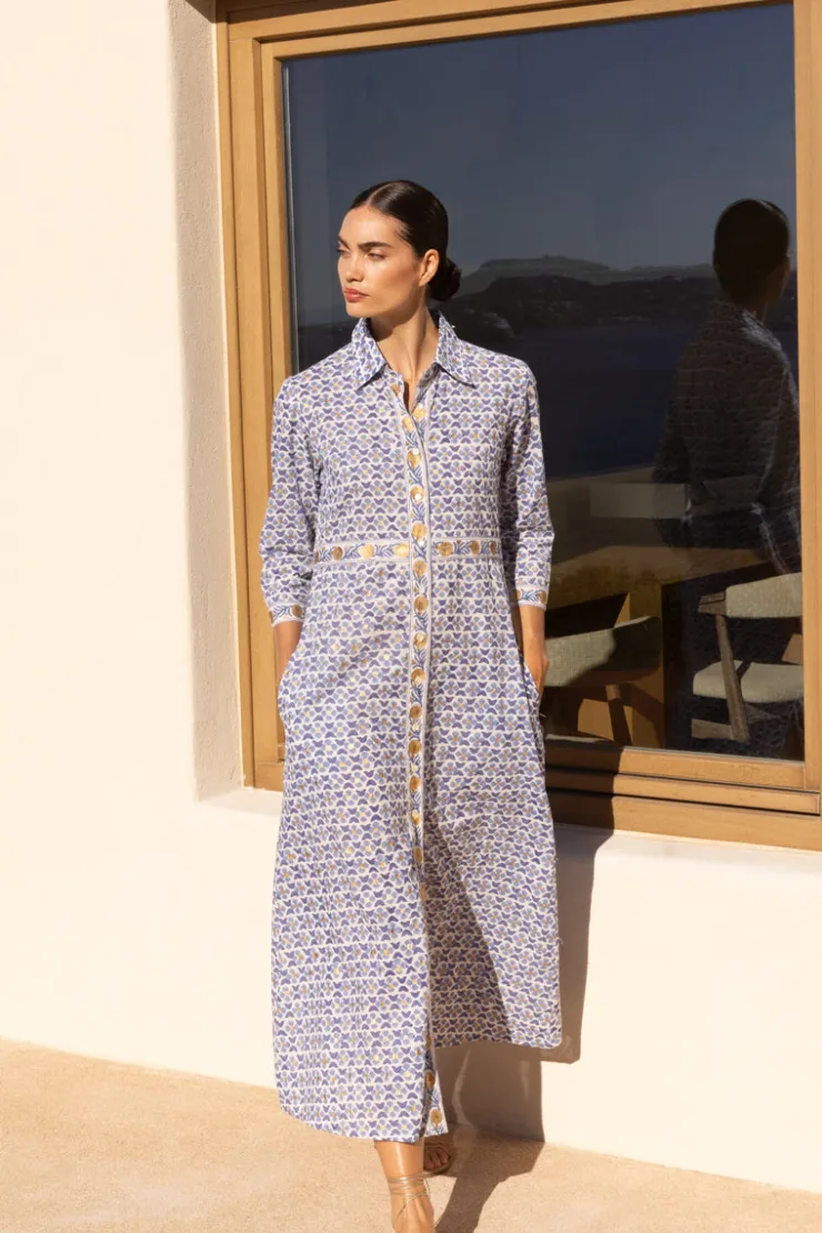 Oliphant Shirt Dress Maxi- Veranda Blue - Oliphant Dresses