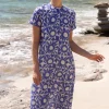 Oliphant Short Sleeve Shift Maxi- Eclipse Blue
